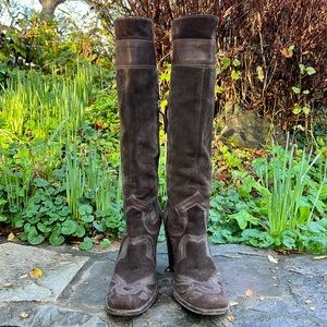 Miu Miu espresso suede knee high boot